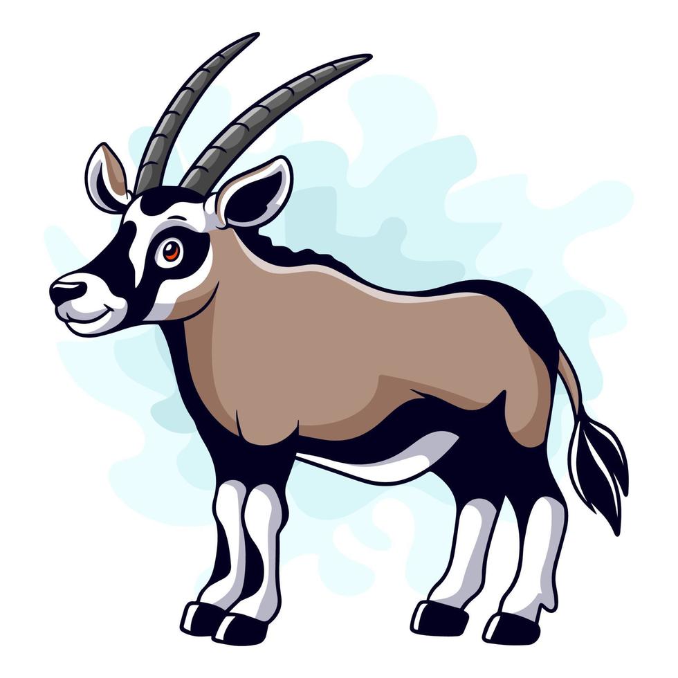 Cartoon lustige Oryx Gazella isoliert auf weißem Hintergrund vektor