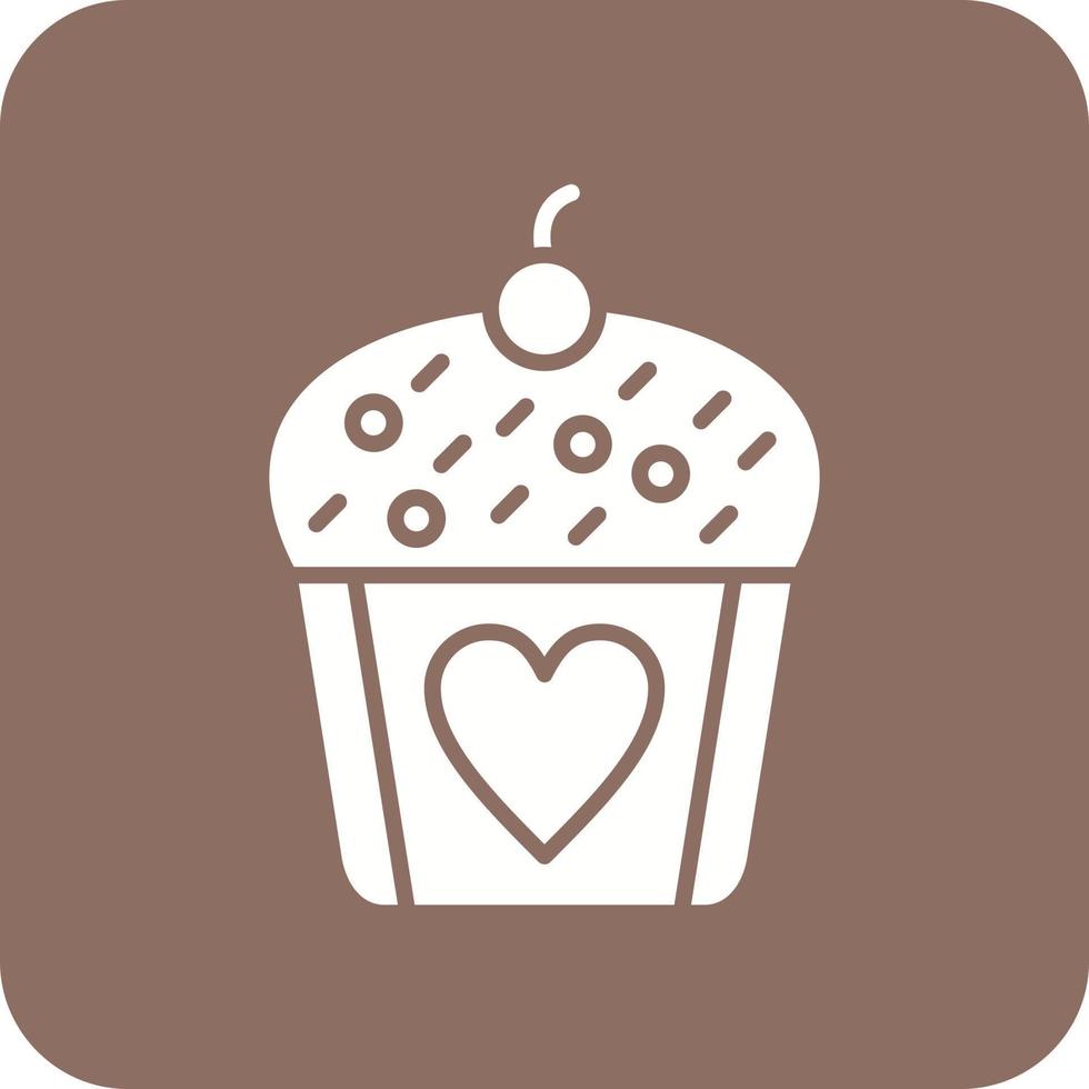 bröllop muffin glyf runda hörn bakgrund ikon vektor