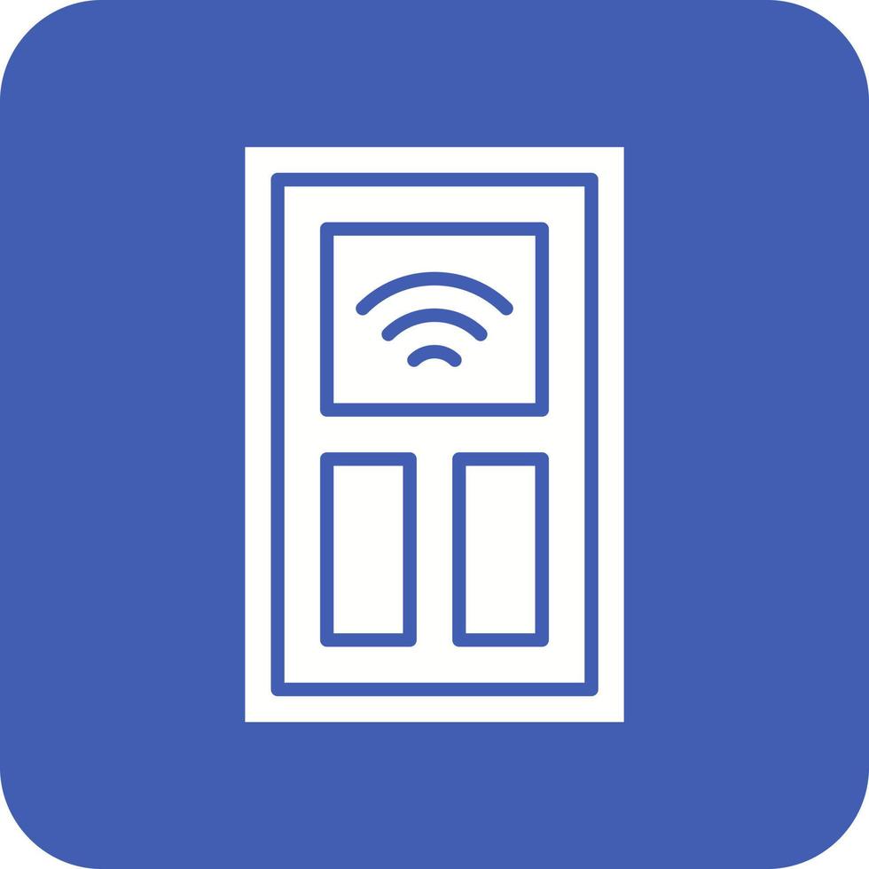 Smart Door Glyphe Hintergrundsymbol mit runder Ecke vektor