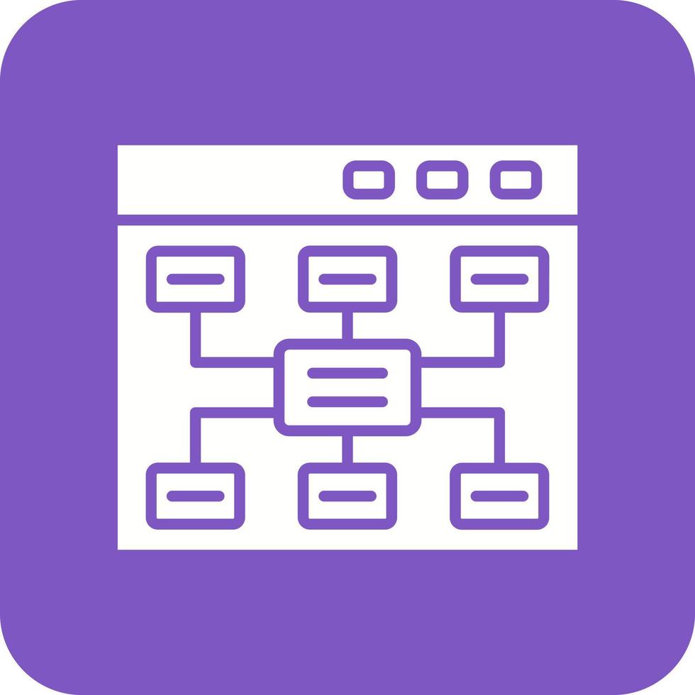 Sitemap-Glyphe Hintergrundsymbol mit runder Ecke vektor