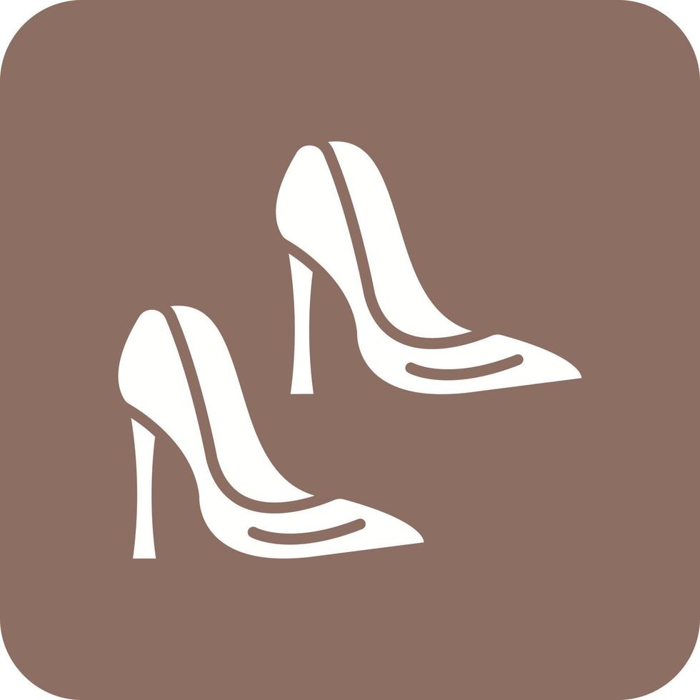 High-Heel-Glyphe mit runder Ecke Hintergrundsymbol vektor