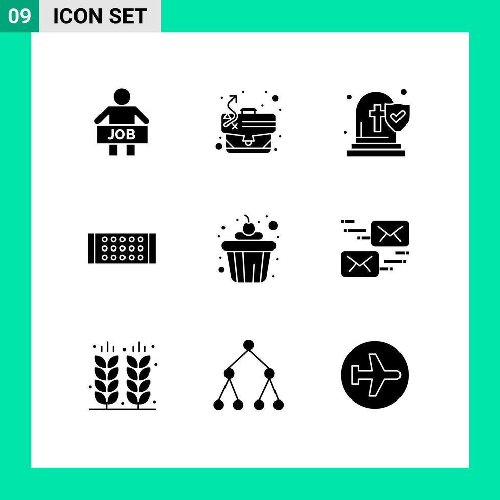 9 kreative Symbole moderne Zeichen und Symbole von Cup Strip Case LED Versicherung editierbare Vektordesign-Elemente vektor