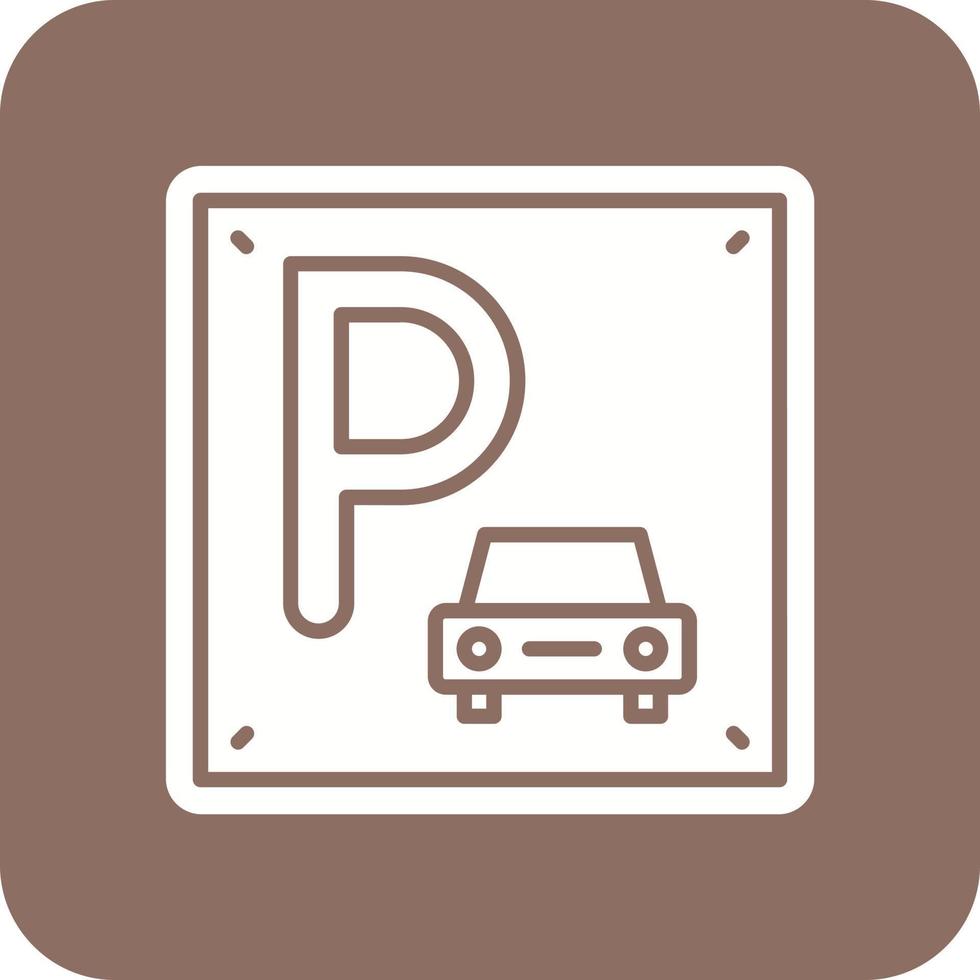 parkering tecken glyf runda hörn bakgrund ikon vektor