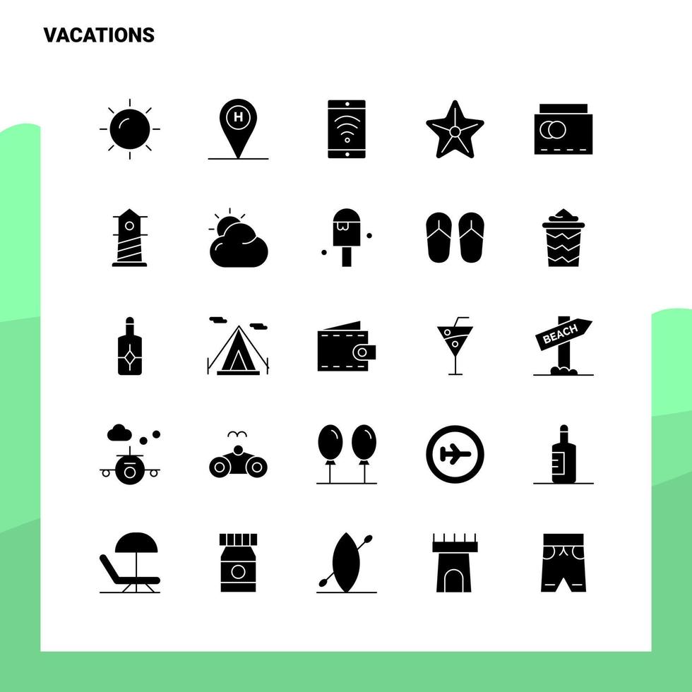 25 semester ikon uppsättning fast glyf ikon vektor illustration mall för webb och mobil idéer för företag företag