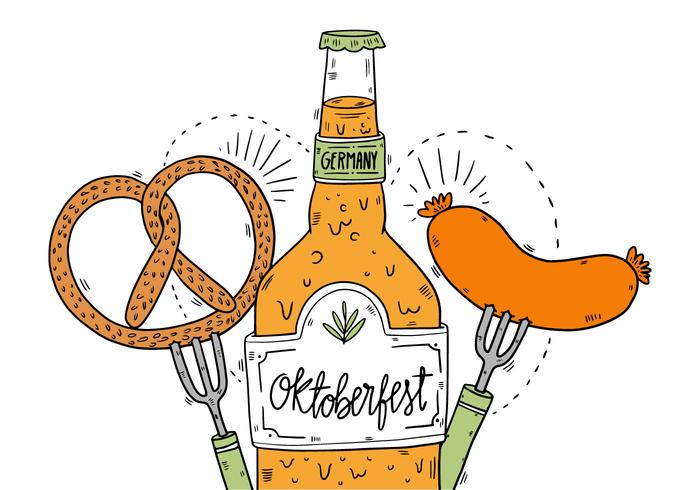 Oktoberfest Brezel Bier Und Wurst Vektor