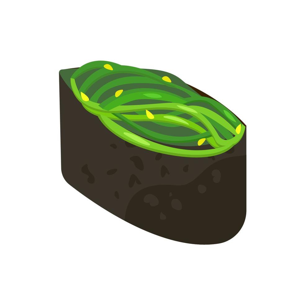 gunkan sushi mit chuka-algen auf isoliertem hintergrund vektor