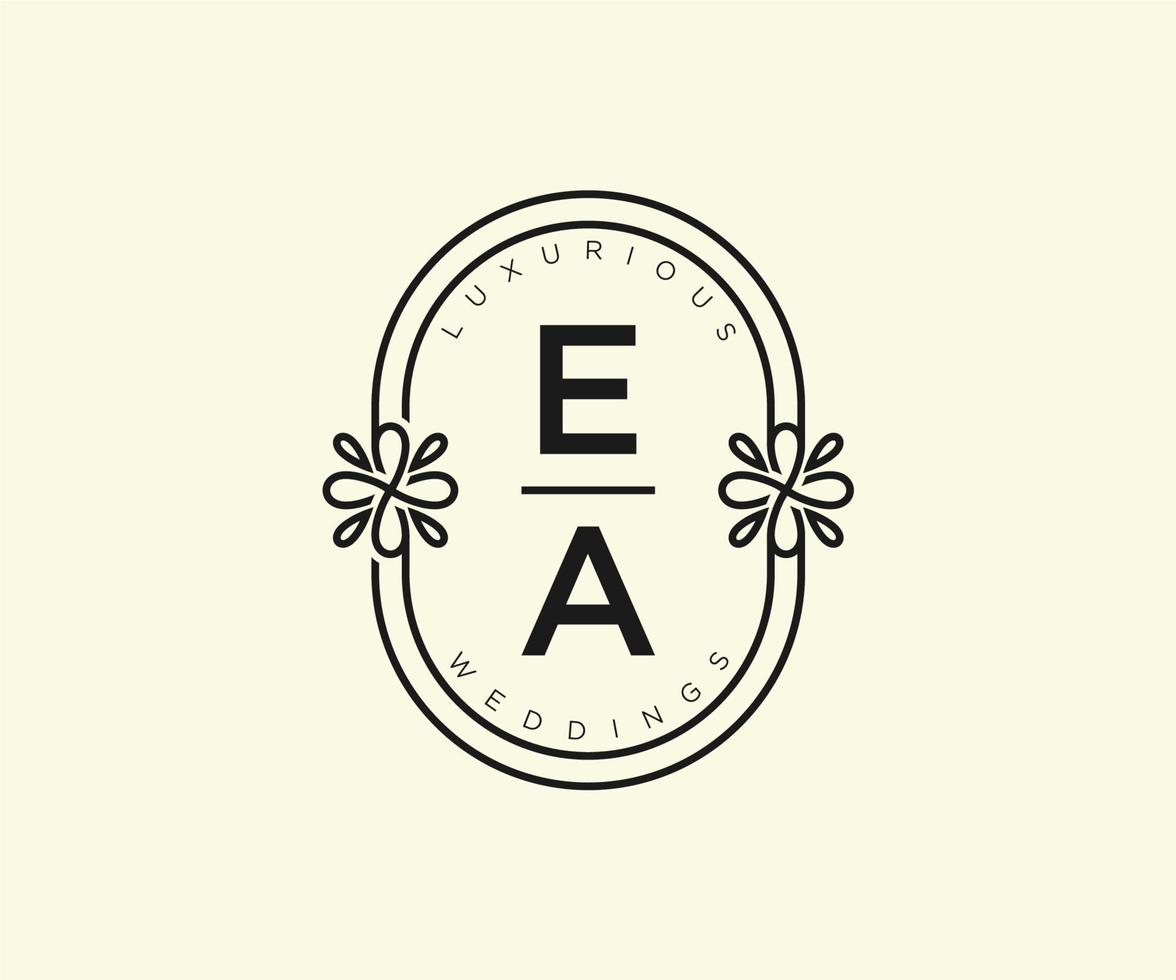 Ea Initialen Brief Hochzeit Monogramm Logos Vorlage, handgezeichnete moderne minimalistische und florale Vorlagen für Einladungskarten, Datum speichern, elegante Identität. vektor