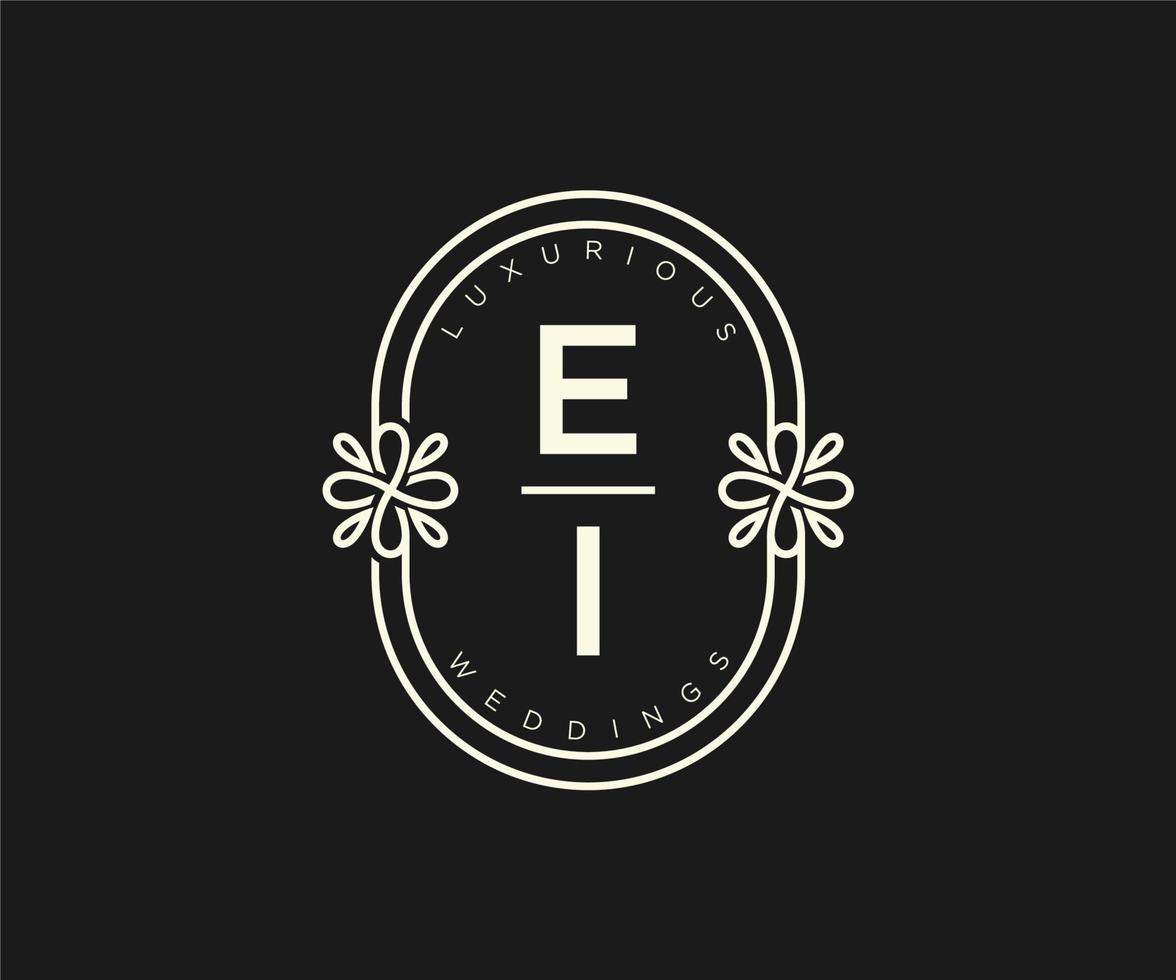 ei initialer brev bröllop monogram logotyper mall, hand dragen modern minimalistisk och blommig mallar för inbjudan kort, spara de datum, elegant identitet. vektor