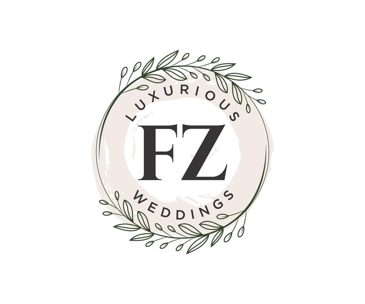fz Initialen Brief Hochzeit Monogramm Logos Vorlage, handgezeichnete moderne minimalistische und florale Vorlagen für Einladungskarten, Datum speichern, elegante Identität. vektor