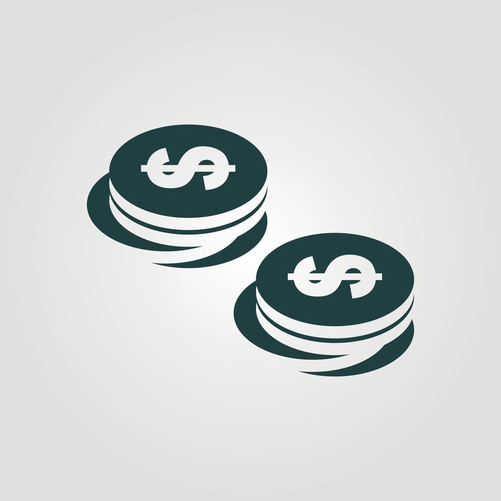 Vektorsymbol für Dollarmünzen. schwarze Illustration isoliert auf weißem Hintergrund für Grafik- und Webdesign. vektor