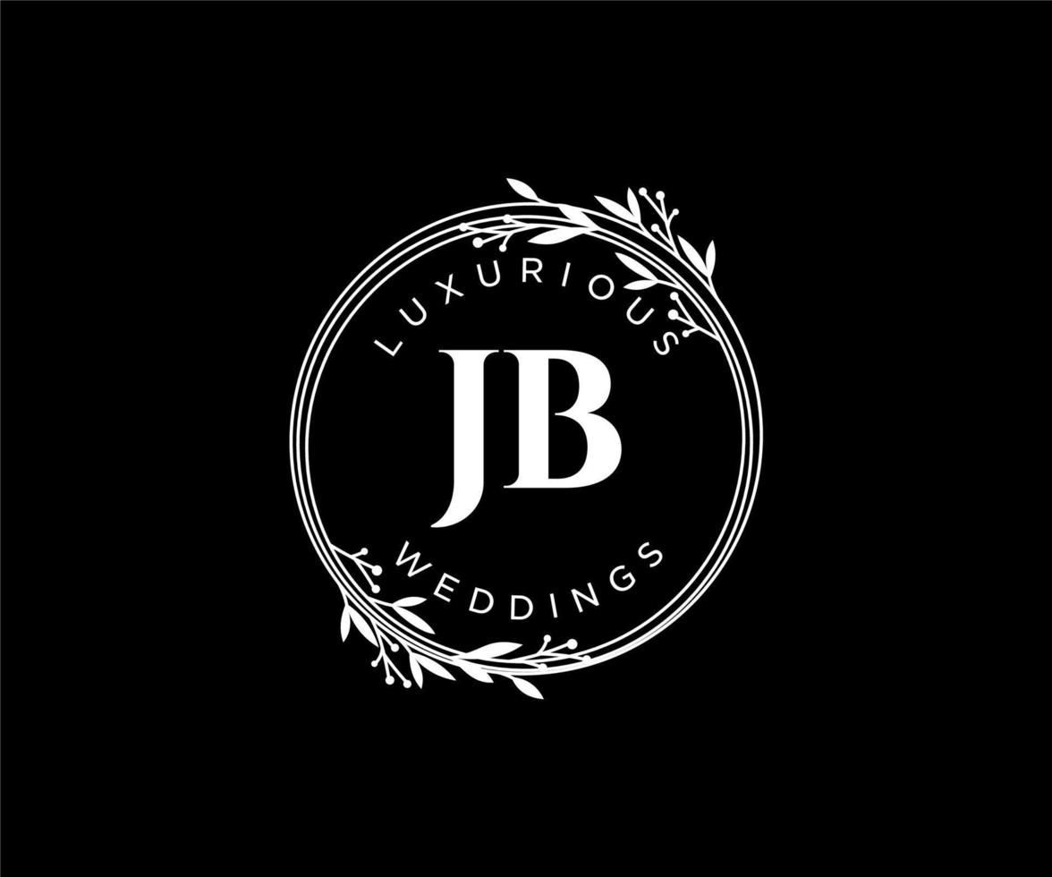 J B initialer brev bröllop monogram logotyper mall, hand dragen modern minimalistisk och blommig mallar för inbjudan kort, spara de datum, elegant identitet. vektor