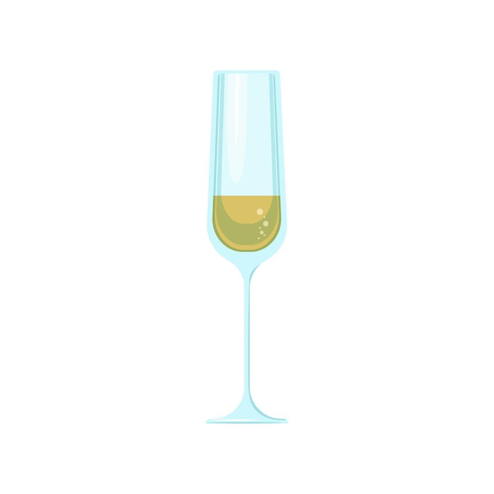 en glas av champagne med bubblor. vektor objekt på en vit bakgrund, isolera