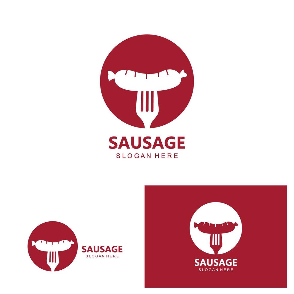 wurstlogo, moderner lebensmittelvektor, design für grilllebensmittelmarken, bbq, wurstladen, hotdog vektor