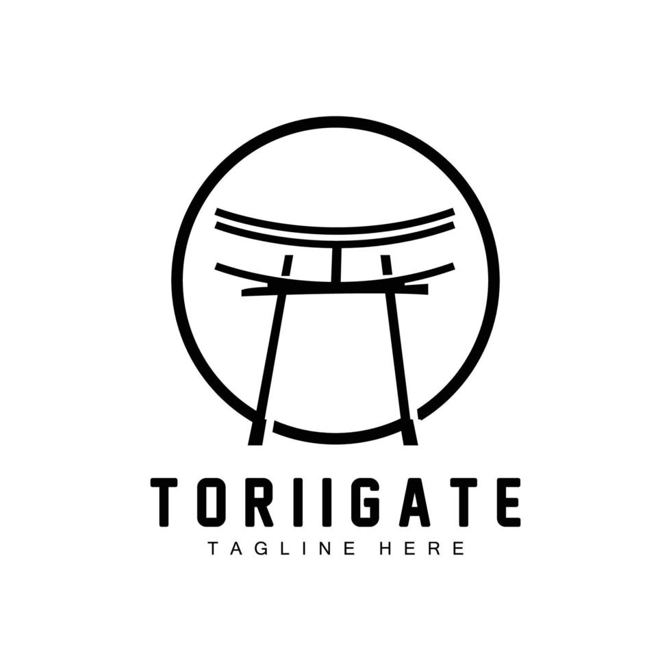 Torii-Tor-Logo, japanischer Geschichtstor-Symbolvektor, chinesische Illustration, Markenvorlage für Holzdesign-Unternehmen vektor