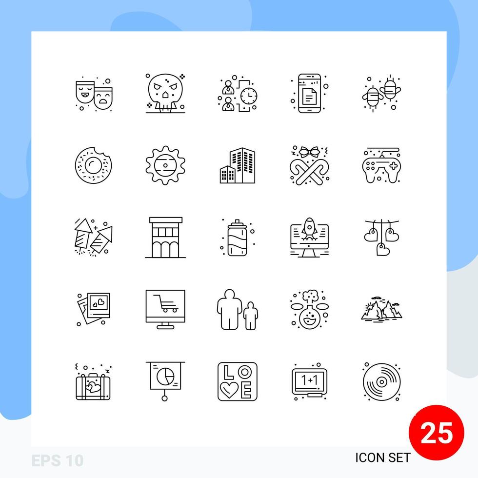 25 kreative Symbole moderne Zeichen und Symbole der Bienen-App-Geschäftsblätter Daten editierbare Vektordesign-Elemente vektor