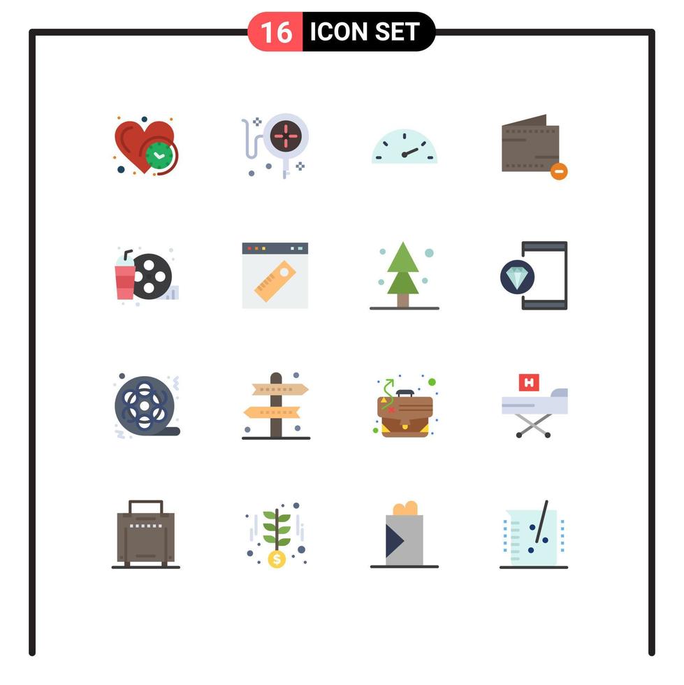 uppsättning av 16 modern ui ikoner symboler tecken för hobby dryck hastighet verklig minus- redigerbar packa av kreativ vektor design element