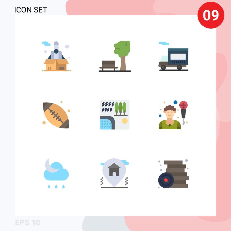 piktogram uppsättning av 9 enkel platt färger av träd kanada boll transport bas boll kanada redigerbar vektor design element
