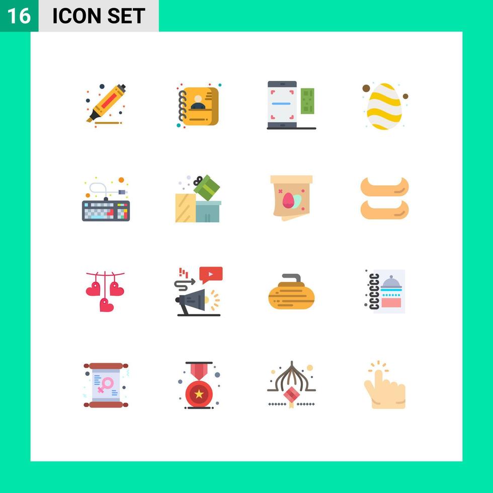 mobil gränssnitt platt Färg uppsättning av 16 piktogram av tangentbord vår qr natur påsk redigerbar packa av kreativ vektor design element