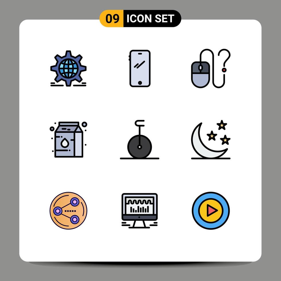 modern uppsättning av 9 fylld linje platt färger och symboler sådan som mjölk konserverad android uppkopplad skrivbordet redigerbar vektor design element