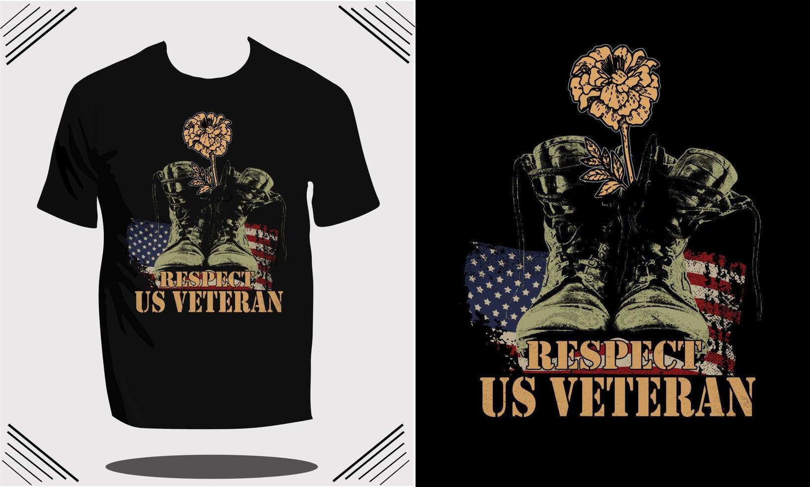 T-Shirt-Design für Veteranen der US-Armee und T-Shirt-Design für Militärflaggen vektor