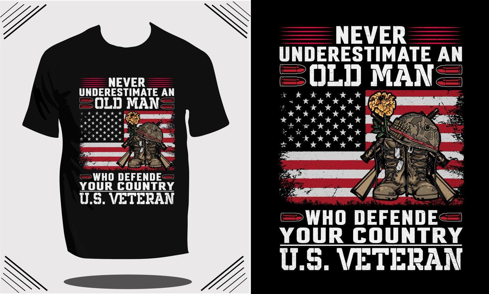 T-Shirt-Design für Veteranen der US-Armee und T-Shirt-Design für Militärflaggen vektor