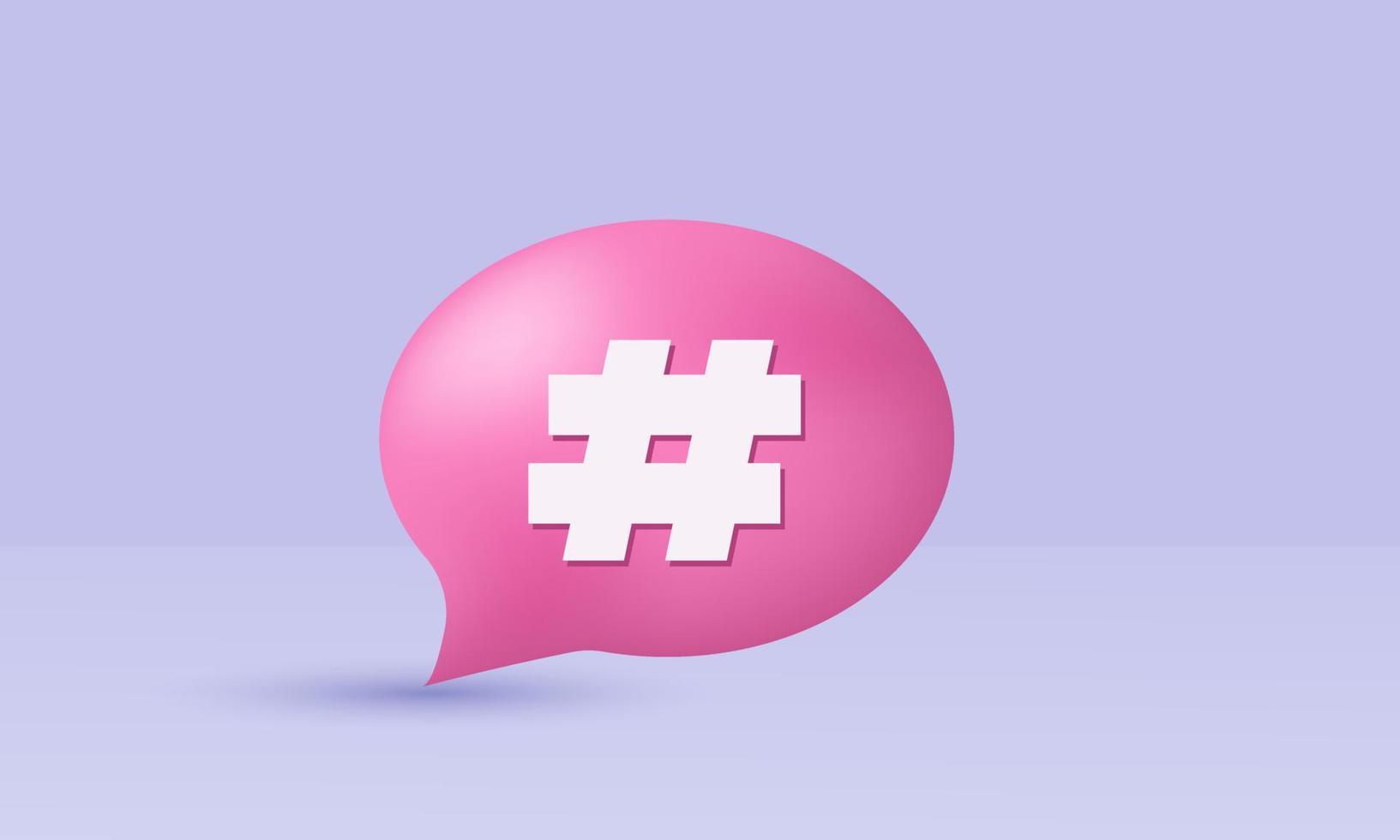 Abbildung realistisch Symbol rosa Hashtag Suche Link Symbol kreative 3d isoliert auf Hintergrund vektor