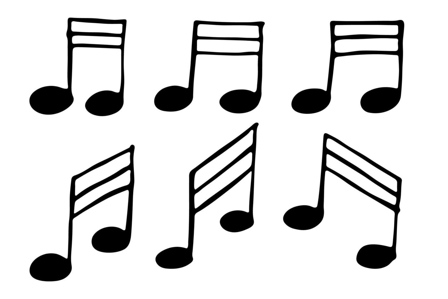 musik notera klotter uppsättning. hand dragen musikalisk symbol. element för skriva ut, webb, design, dekor, logotyp vektor