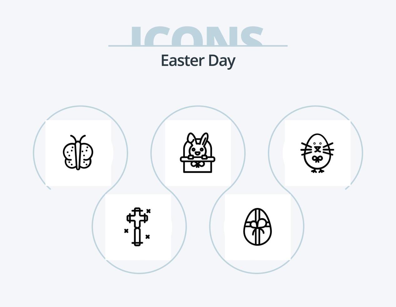 Osterlinie Icon Pack 5 Icon Design. Ostern. Tasse. Geschenk. Kuchen. Pflanze, Anlage vektor