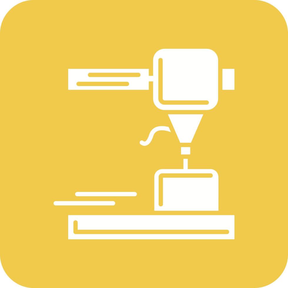 3D-Drucker-Glyphe mit runder Ecke Hintergrundsymbol vektor