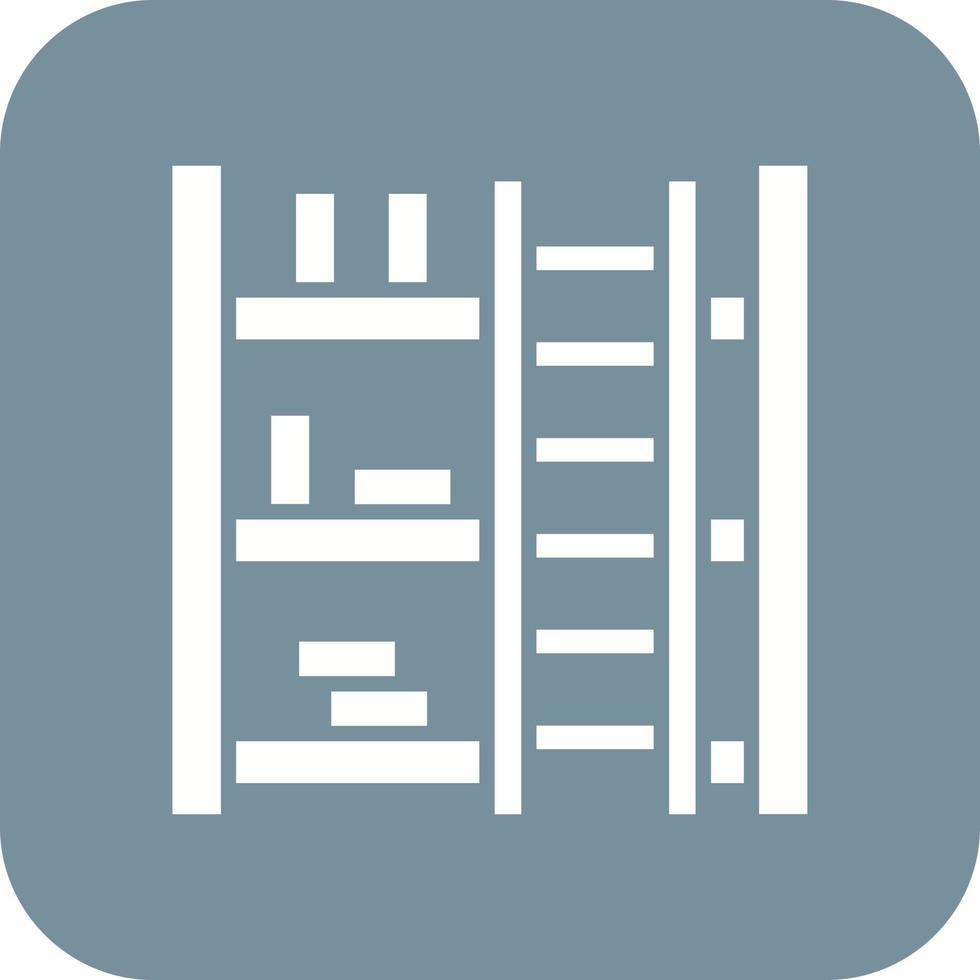 Bibliotheksleiter-Glyphe mit runder Ecke Hintergrundsymbol vektor