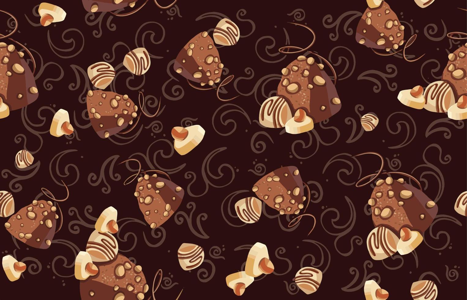 sömlös mönster av choklad, sötsaker och körsbär mönster. vektor