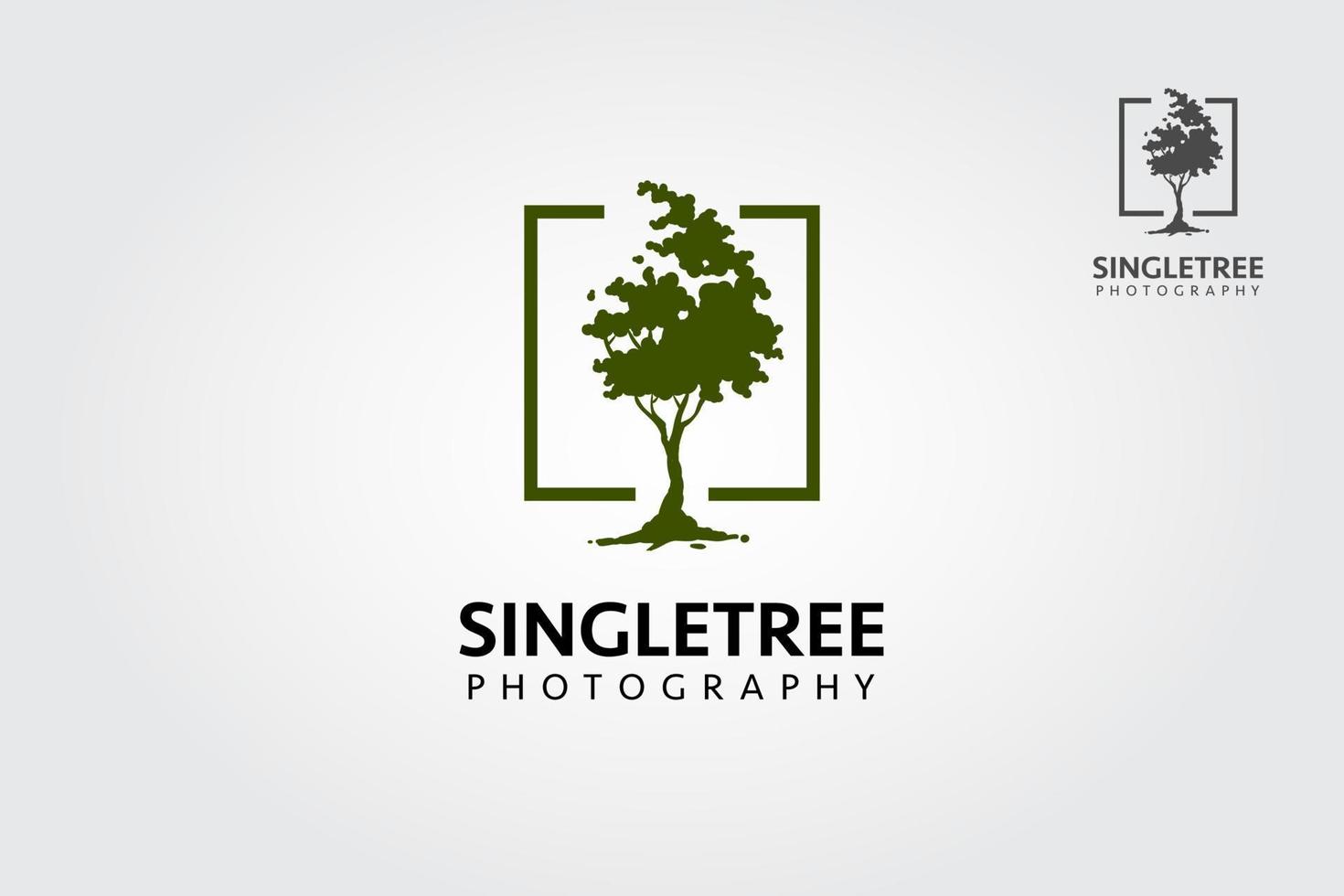 einzelne Baum Fotografie Vektor-Logo-Vorlage. Abbildung einzelner Baum mit Quadrat. sauberer und moderner Stil. vektor