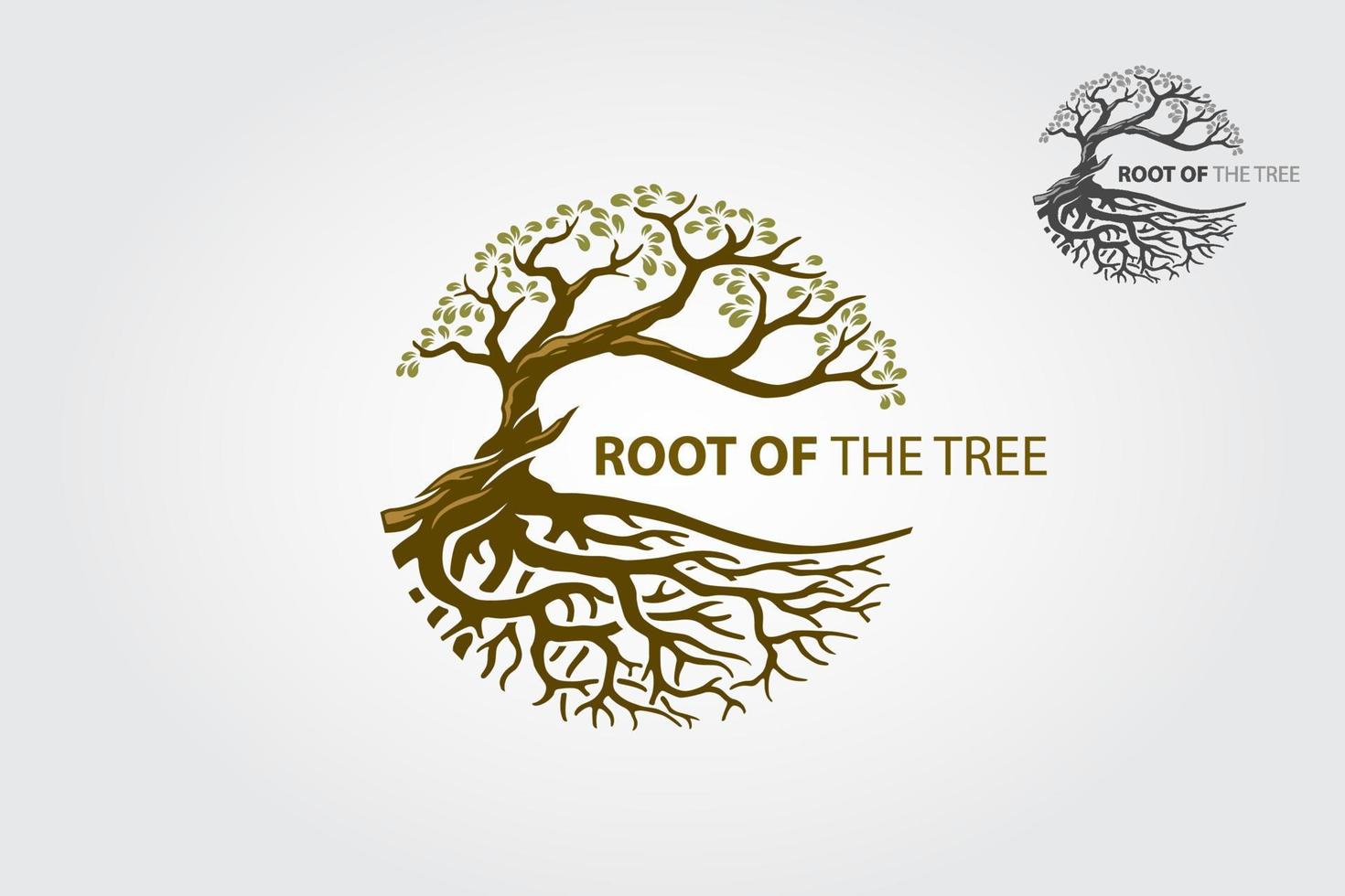 Wurzel des Baumvektorlogos Dieser schöne Baum ist ein Symbol für Leben, Schönheit, Wachstum, Stärke und gute Gesundheit. Natur-Baum-Vektor-Illustration-Logo-Design. vektor