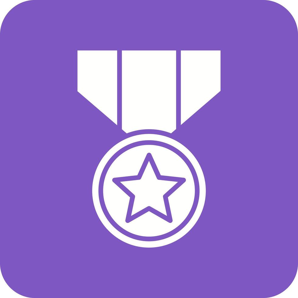 Armee-Medaille Glyphe Runde Ecke Hintergrundsymbol vektor