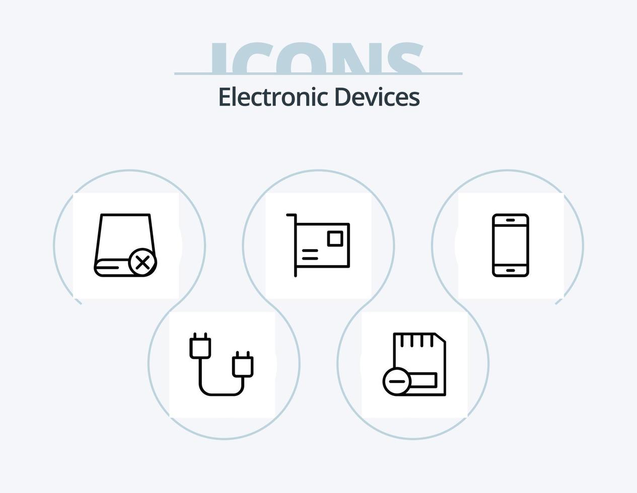 Geräte-Line-Icon-Pack 5 Icon-Design. Fahrt. Computers. Hardware. Hardware. Geräte vektor