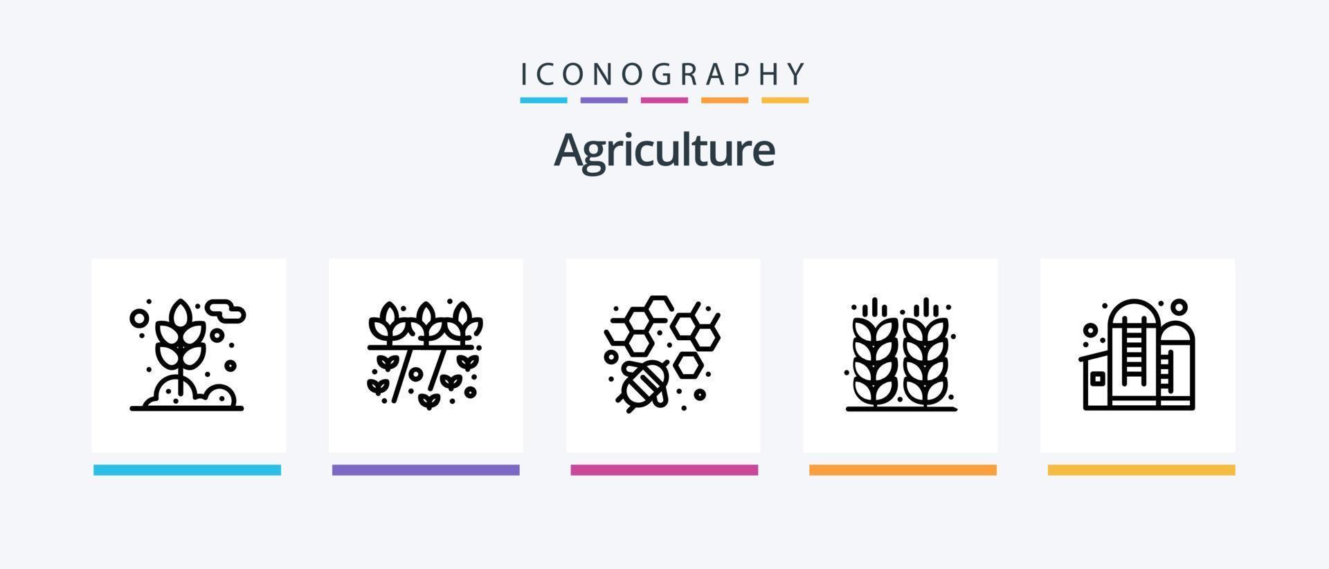 Landwirtschaftslinie 5 Icon Pack inklusive Getreide. Landwirtschaft. Landwirtschaft. Bauernhof. Pflanze, Anlage. kreatives Symboldesign vektor