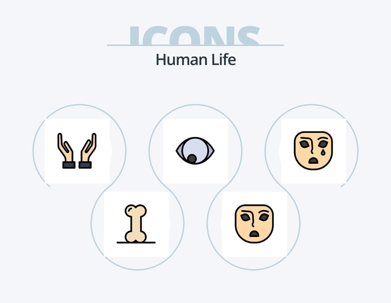 mänsklig linje fylld ikon packa 5 ikon design. . ledsen. dela med sig. mask. känsla vektor