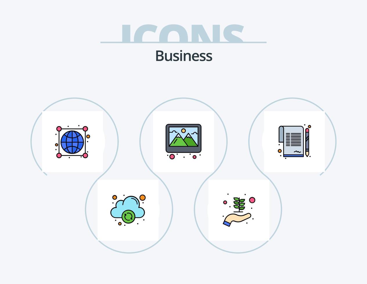Business Line gefüllt Icon Pack 5 Icon Design. Birne. Timer. Markt. Stoppuhr. Zustimmung vektor