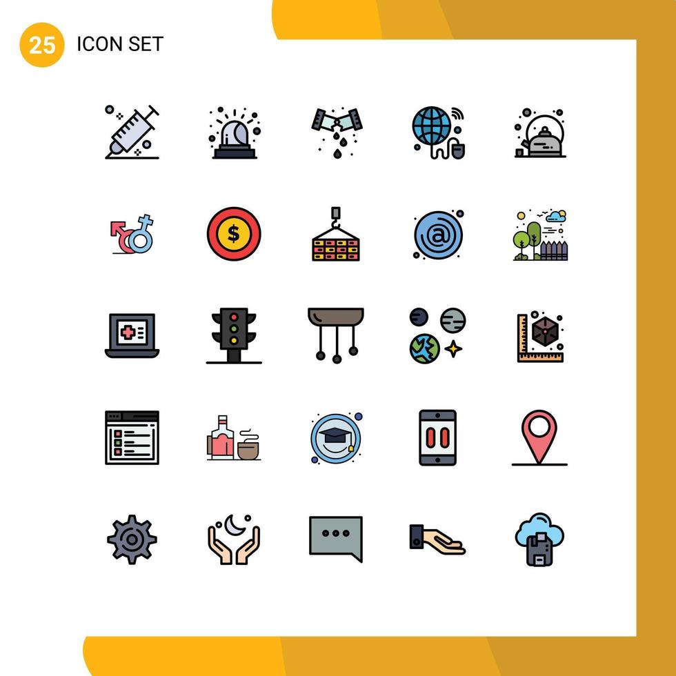 Stock Vector Icon Pack mit 25 Zeilenzeichen und Symbolen für Pot World Leak Wifi Internet der Dinge editierbare Vektordesign-Elemente
