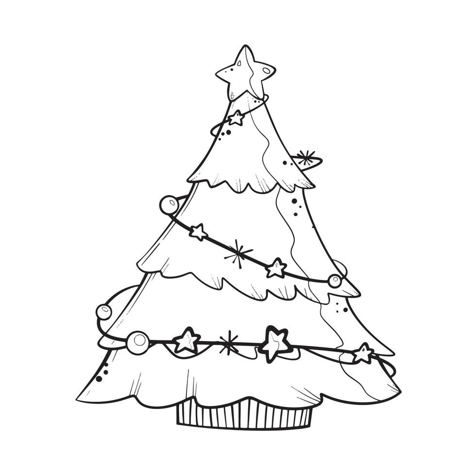 doodle kiefer für weihnachtsdekoration. vektor
