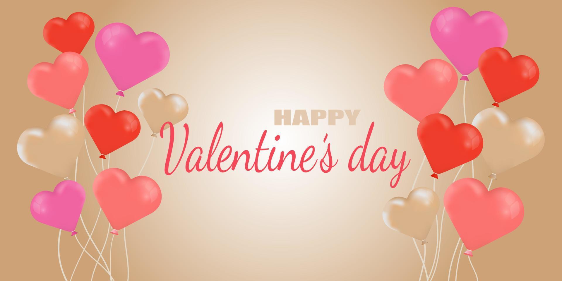 Happy Valentinstag Karte, Poster, Banner. Luftballons in Herzform. Hintergrund mit Farbverlauf. Grafikdesign. vektor