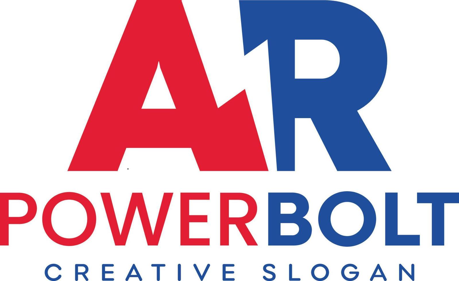 ar brev logotyp design med belysning åska bult vektor