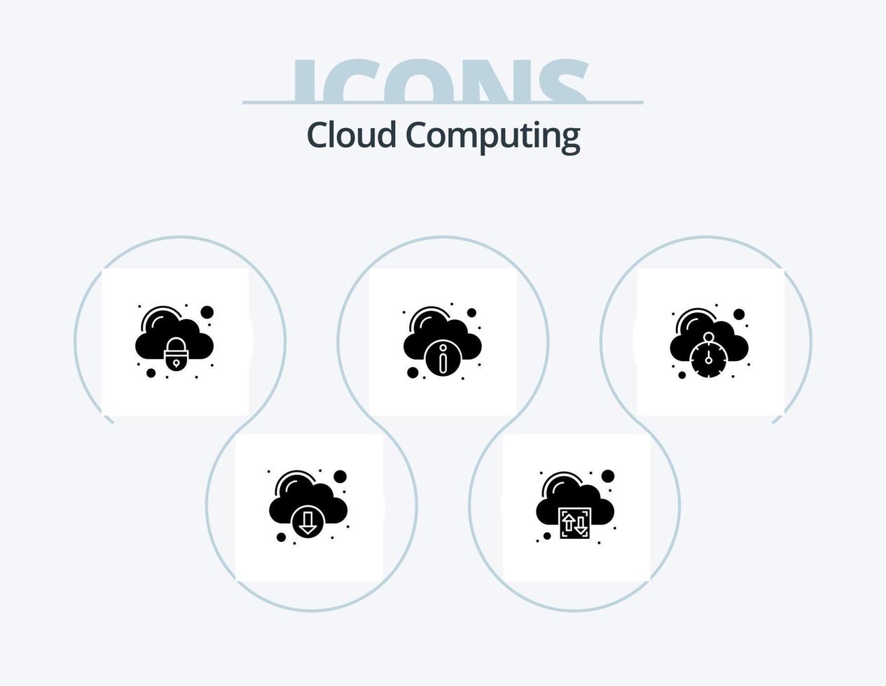 Cloud-Computing-Glyphen-Icon-Pack 5-Icon-Design. Internetgeschwindigkeit. hoch. Wolke. Server. Wolke vektor