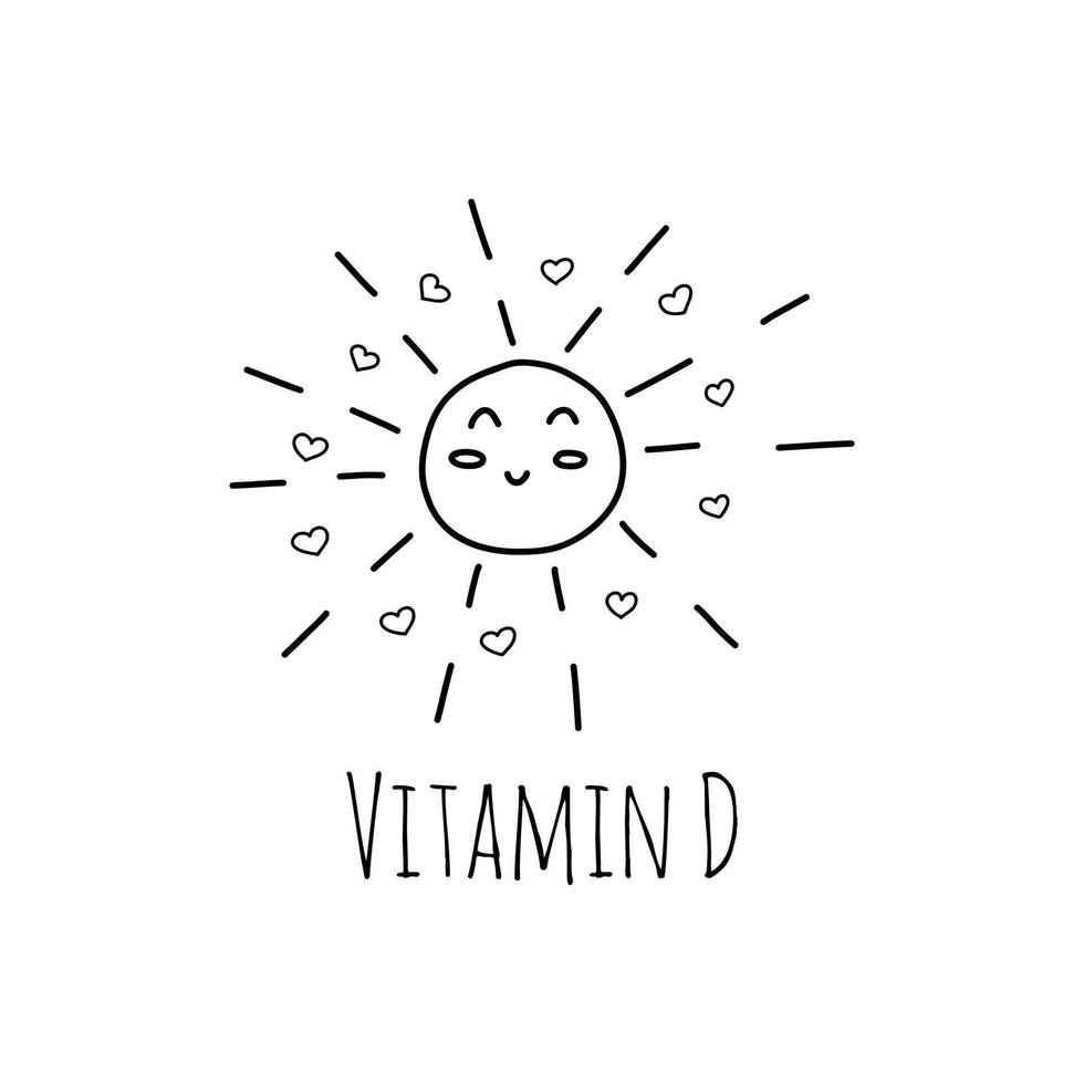 glad Sol ler. vitamin d. vektor klotter