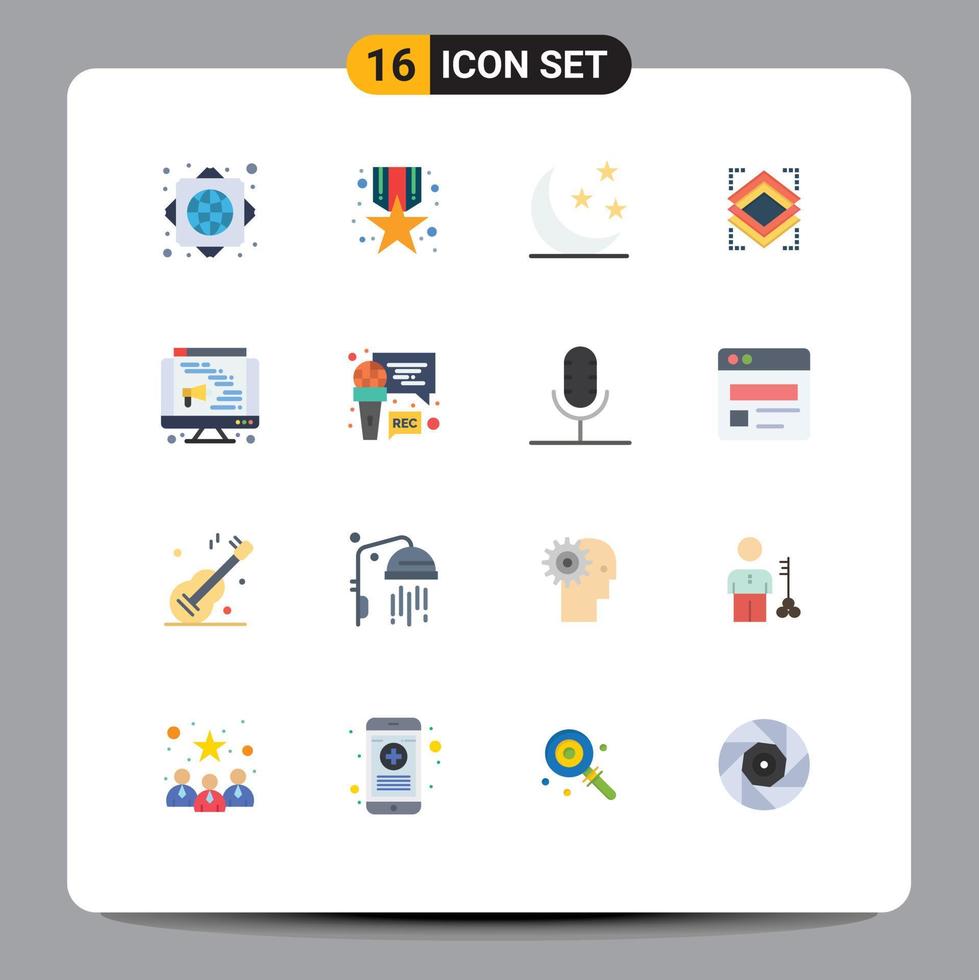 uppsättning av 16 modern ui ikoner symboler tecken för global infrastruktur måne tilldela pris- skikten redigerbar packa av kreativ vektor design element
