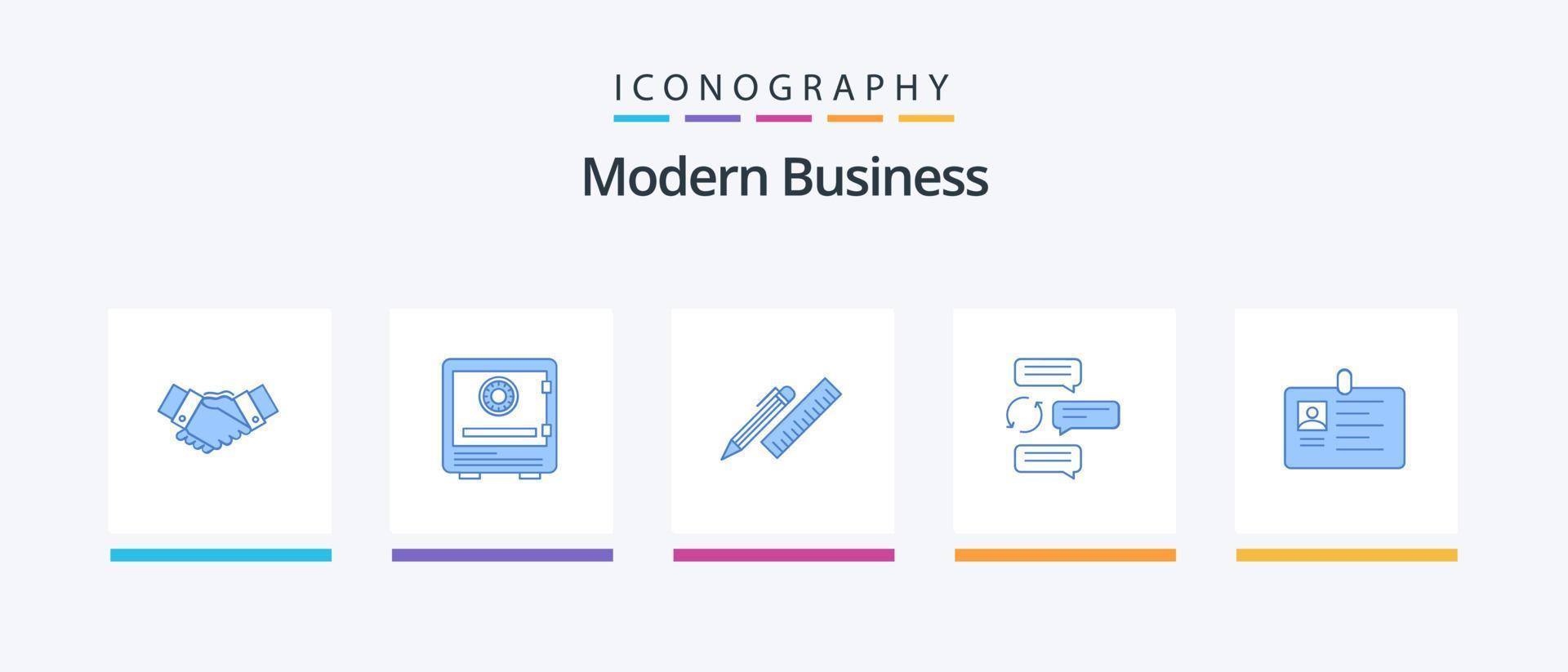 Modern Business Blue 5 Icon Pack inklusive Lineal. Veranstalter. Anzahlung. Pult. Sicherheit. kreatives Symboldesign vektor