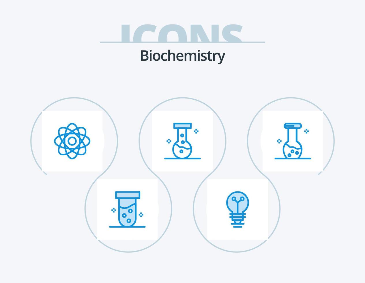 Biochemie blau Icon Pack 5 Icon Design. Biologie. Analyse. Atom. Labor. chemisch vektor