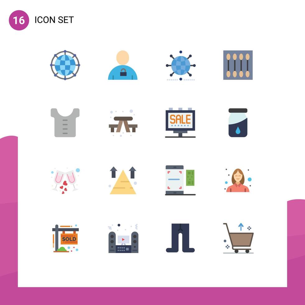 Gruppe von 16 modernen flachen Farben für datenfreigeschaltete Netzwerkkörper global editierbares Paket kreativer Vektordesign-Elemente vektor