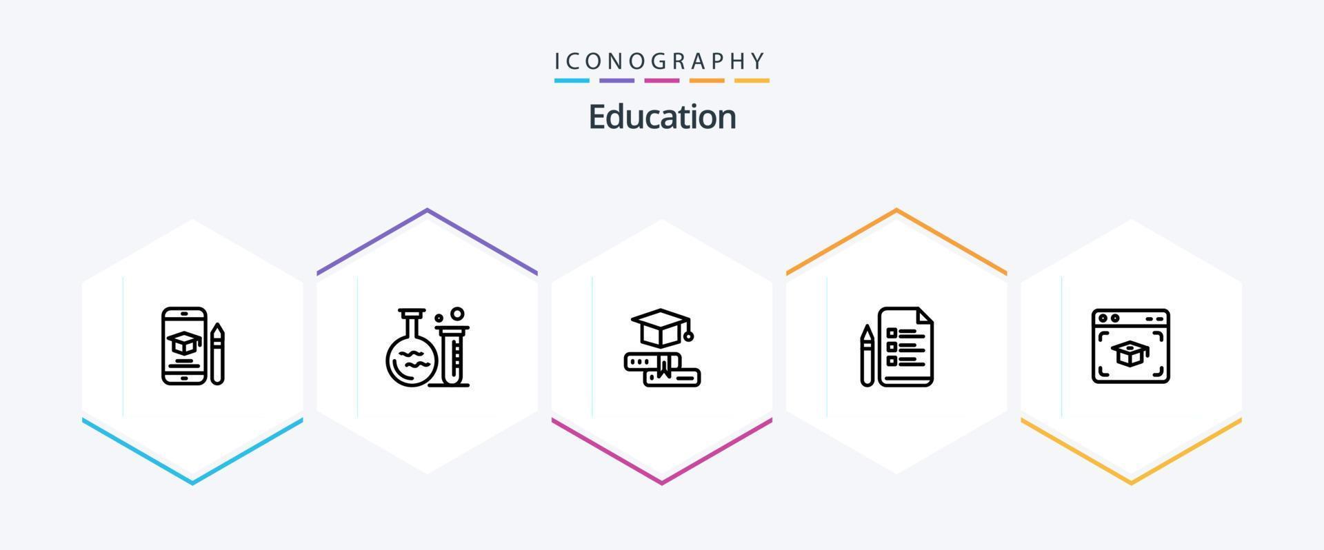 utbildning 25 linje ikon packa Inklusive webb. penna. utbildning. utbildning. gradering vektor