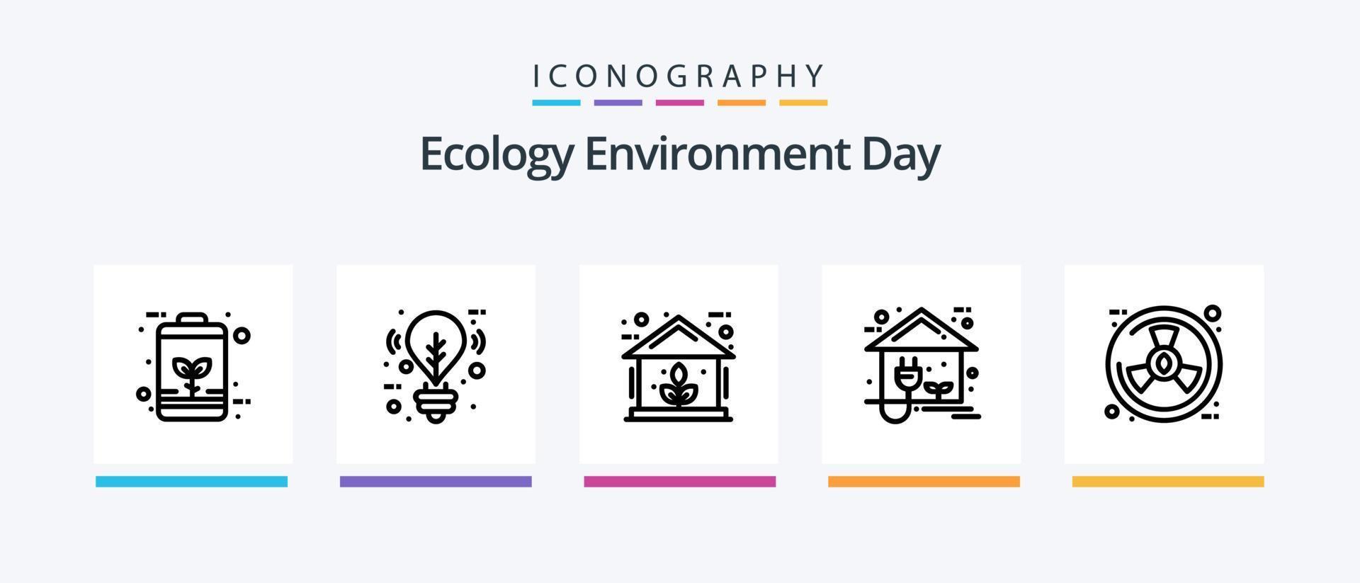 Ecology Line 5 Icon Pack inklusive Ökologie. Ladegerät. grün. Auto. Natur. kreatives Symboldesign vektor